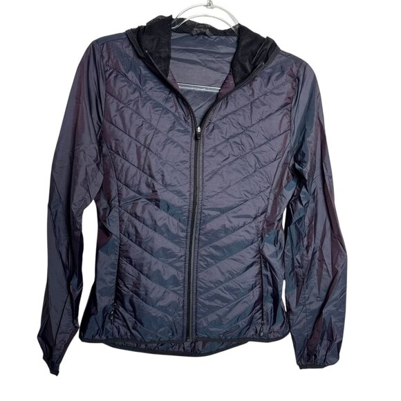 Oysho Women’s Featherweight Hooded Jacket Size Small Dark Gray Zip Up quilted - Picture 1 of 8